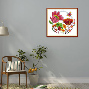 Flowers 17x16cm(canvas) Printed canvas 14CT 2 Threads Cross stitch kits