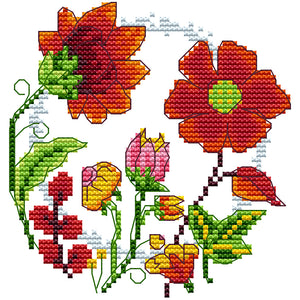 Flowers 16x17cm(canvas) Printed canvas 14CT 2 Threads Cross stitch kits