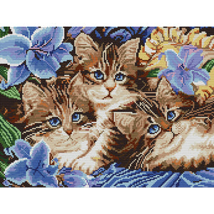 Cats 39x31cm(canvas) Printed canvas 14CT 2 Threads Cross stitch kits