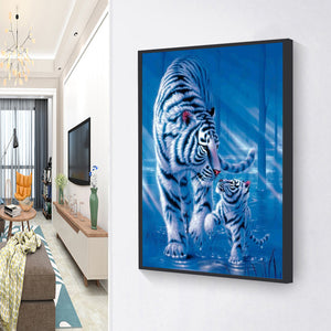 Playing Tigers 30x40cm(canvas) full round drill diamond painting