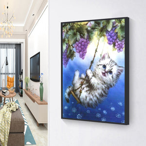 Swinging Kitty 30x40cm(canvas) full round drill diamond painting
