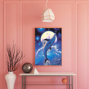 Sea Jumping Dolphin 30x40cm(canvas) full round drill diamond painting
