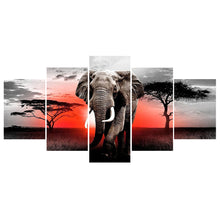 Load image into Gallery viewer, 5 Panel Elephant 103x45cm(canvas) full round drill diamond painting
