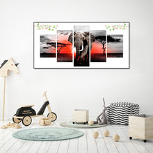 Load image into Gallery viewer, 5 Panel Elephant 103x45cm(canvas) full round drill diamond painting
