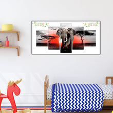 Load image into Gallery viewer, 5 Panel Elephant 103x45cm(canvas) full round drill diamond painting
