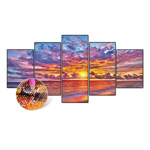 Lanscape 5 Pieces 103x45cm(canvas) full round drill diamond painting