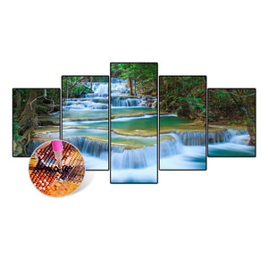 Lanscape 5 Pieces 103x45cm(canvas) full round drill diamond painting