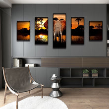 Load image into Gallery viewer, Elephant 5 Panels 103x45cm(canvas) full round drill diamond painting
