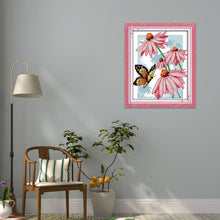 Load image into Gallery viewer, Butterfly &amp; Flower 14CT Stamped Cross Stitch Kit 19x17cm(canvas)
