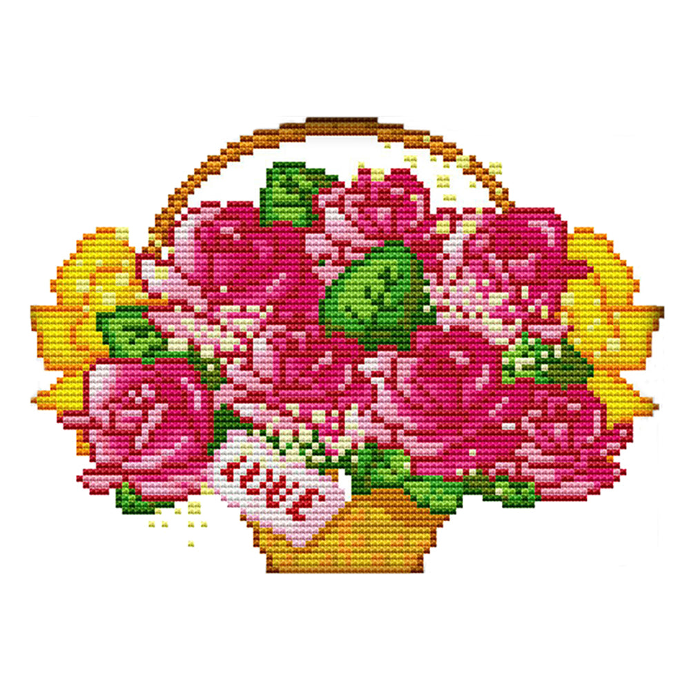 Flowers 22x18cm(canvas) Printed canvas 14CT 2 Threads Cross stitch kits