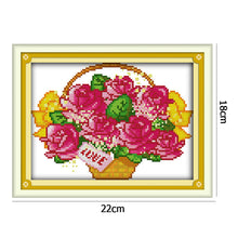 Load image into Gallery viewer, Flowers 22x18cm(canvas) Printed canvas 14CT 2 Threads Cross stitch kits
