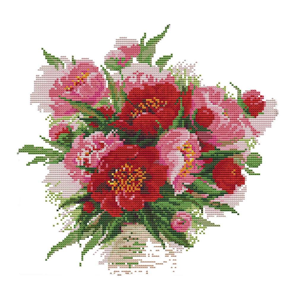 Flower 33x32cm(canvas) Printed canvas 14CT 2 Threads Cross stitch kits