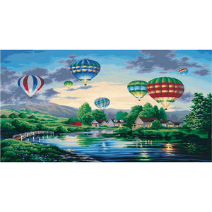 Hot Air Balloon Sky 85x45cm(canvas) full round drill diamond painting