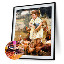 Load image into Gallery viewer, Girl Feeding Chicken 30x40cm(canvas) full round drill diamond painting
