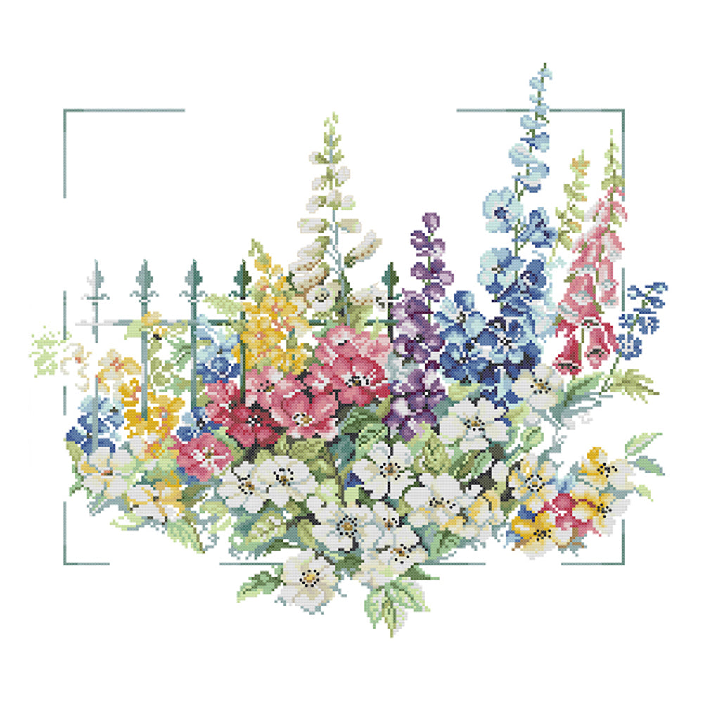 Flower 50x46cm(canvas) Printed canvas 14CT 2 Threads Cross stitch kits
