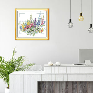 Flower 50x46cm(canvas) Printed canvas 14CT 2 Threads Cross stitch kits
