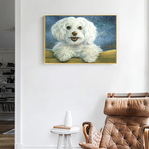 White Dog 40x30cm(canvas) full round drill diamond painting