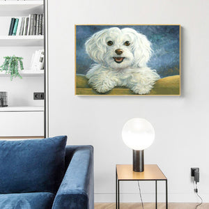 White Dog 40x30cm(canvas) full round drill diamond painting