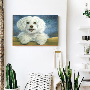 White Dog 40x30cm(canvas) full round drill diamond painting