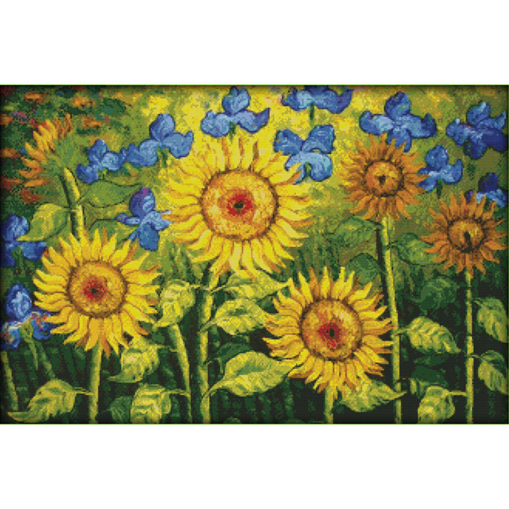 Sunflower 68x48cm(canvas) Printed canvas 14CT 2 Threads Cross stitch kits