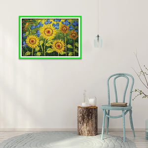 Sunflower 68x48cm(canvas) Printed canvas 14CT 2 Threads Cross stitch kits