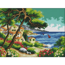 Load image into Gallery viewer, Seaside 14CT Stamped Cross Stitch Kit 36x29cm(canvas)
