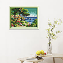 Load image into Gallery viewer, Seaside 14CT Stamped Cross Stitch Kit 36x29cm(canvas)
