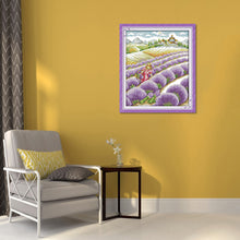 Load image into Gallery viewer, Lavender Fields 36x30cm(canvas) Printed canvas 14CT 2 Threads Cross stitch kits
