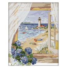 Load image into Gallery viewer, F646 Sea View 40x33cm(canvas) Printed canvas 14CT 2 Threads Cross stitch kits
