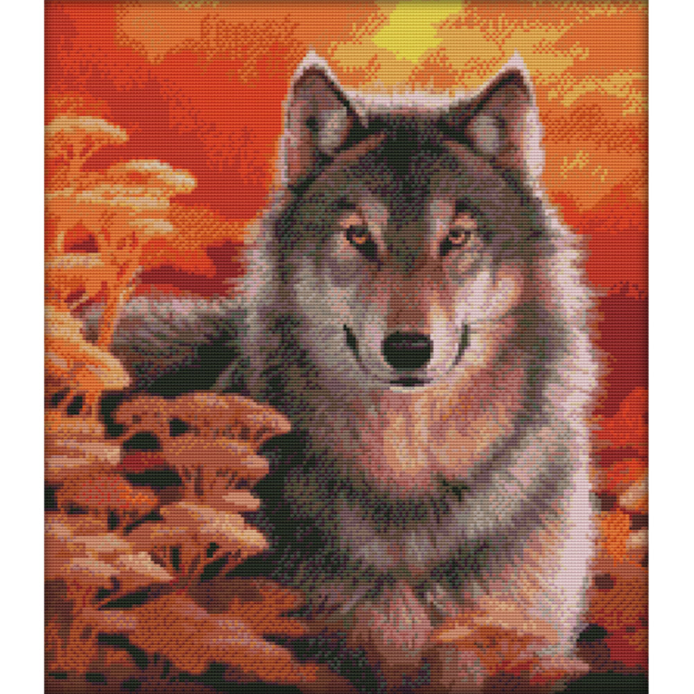 Wolf Fall 44x49cm(canvas) Printed canvas 14CT 2 Threads Cross stitch kits