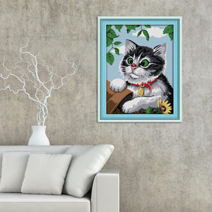 Cat 37x47cm(canvas) Printed canvas 14CT 2 Threads Cross stitch kits