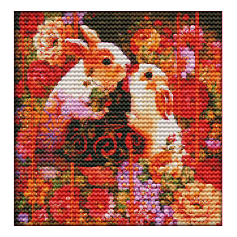 Rabbit 36x37cm(canvas) Printed canvas 14CT 2 Threads Cross stitch kits