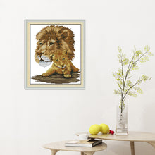 Load image into Gallery viewer, Lion 32x36cm(canvas) Printed canvas 14CT 2 Threads Cross stitch kits
