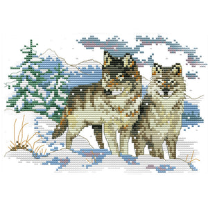 Wolf Pup 26x18cm(canvas) Printed canvas 14CT 2 Threads Cross stitch kits