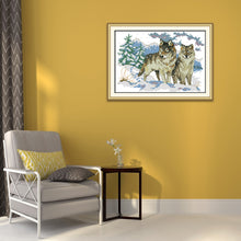 Load image into Gallery viewer, Wolf Pup 26x18cm(canvas) Printed canvas 14CT 2 Threads Cross stitch kits

