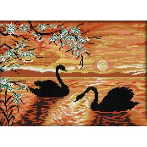 Swan Lake 36x27cm(canvas) Printed canvas 14CT 2 Threads Cross stitch kits