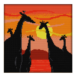 Sunset Giraffe 23x23cm(canvas) Printed canvas 14CT 2 Threads Cross stitch kits