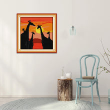 Load image into Gallery viewer, Sunset Giraffe 23x23cm(canvas) Printed canvas 14CT 2 Threads Cross stitch kits
