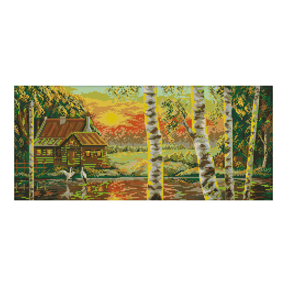 Golden Sunshine 52x27cm(canvas) Printed canvas 14CT 2 Threads Cross stitch kits