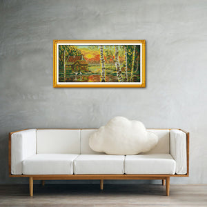 Golden Sunshine 52x27cm(canvas) Printed canvas 14CT 2 Threads Cross stitch kits