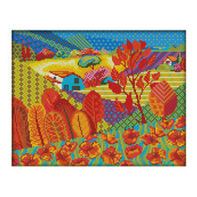 Load image into Gallery viewer, Landscape 36x29cm(canvas) Printed canvas 14CT 2 Threads Cross stitch kits
