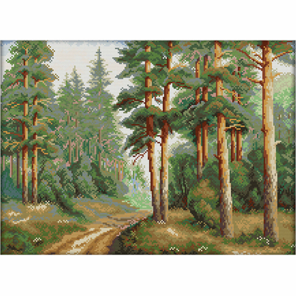 F678 Pine Forest 48x36cm(canvas) Printed canvas 14CT 2 Threads Cross stitch kits