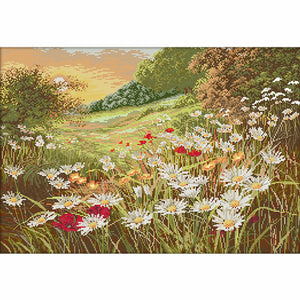 F680 Hill Flower 2 56x41cm(canvas) Printed canvas 14CT 2 Threads Cross stitch kits