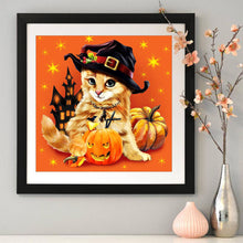Load image into Gallery viewer, Halloween Cat 30x30cm(canvas) full round drill diamond painting
