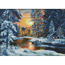 Load image into Gallery viewer, F686 Sunset Snow 74x56cm(canvas) Printed canvas 14CT 2 Threads Cross stitch kits
