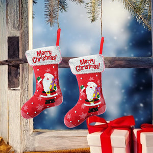 Christmas Stockings DIY Diamond Painting Mosaic Crafts Apple Candy Gift Bag