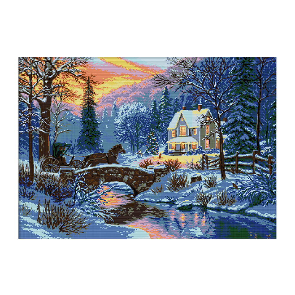 Winter Return 84x62cm(canvas) Printed canvas 14CT 2 Threads Cross stitch kits