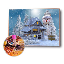 Load image into Gallery viewer, Giant Snowman Next House 40x30cm(canvas) full round drill diamond painting
