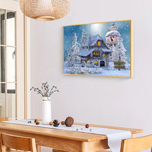 Load image into Gallery viewer, Giant Snowman Next House 40x30cm(canvas) full round drill diamond painting
