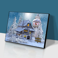 Load image into Gallery viewer, Giant Snowman Next House 40x30cm(canvas) full round drill diamond painting
